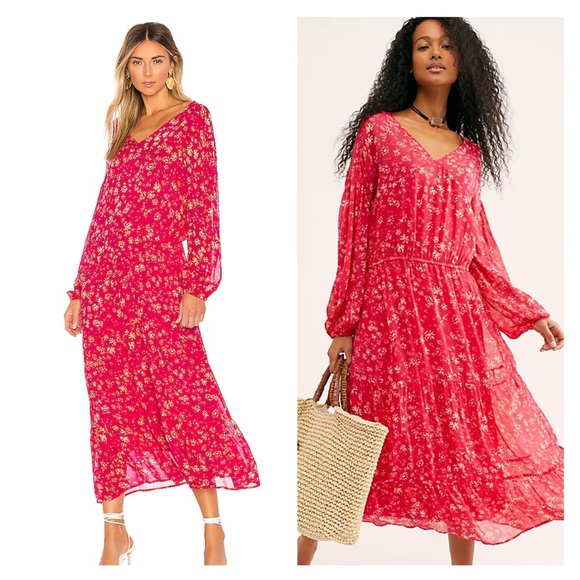 Free People Wallflower Maxi Dress Raspberry Women's‎ Small - Picture 1 of 9